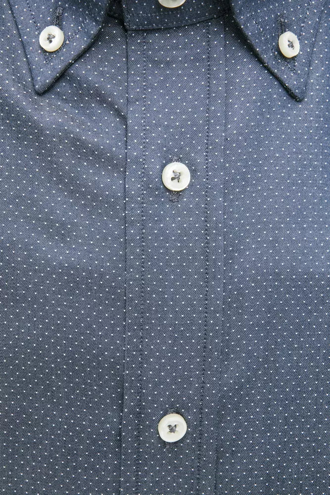 Camisa elegante de algodón azul de corte regular de Robert Friedman