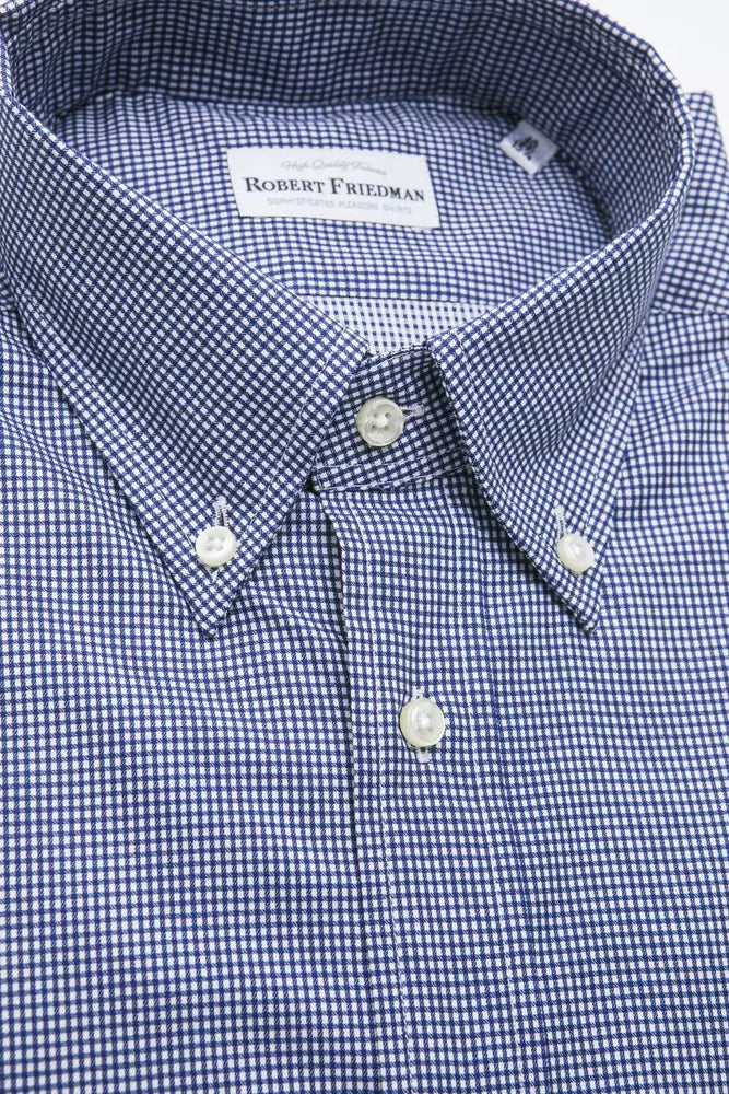 Camisa elegante de algodón azul con botones de Robert Friedman