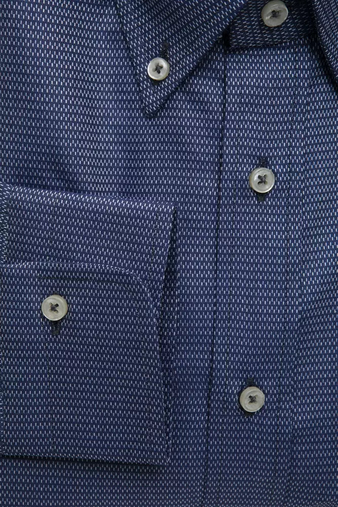 Camisa elegante de algodón azul con botones de Robert Friedman