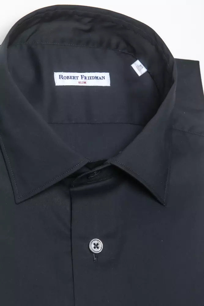 Chemise noire élégante à col slim Robert Friedman