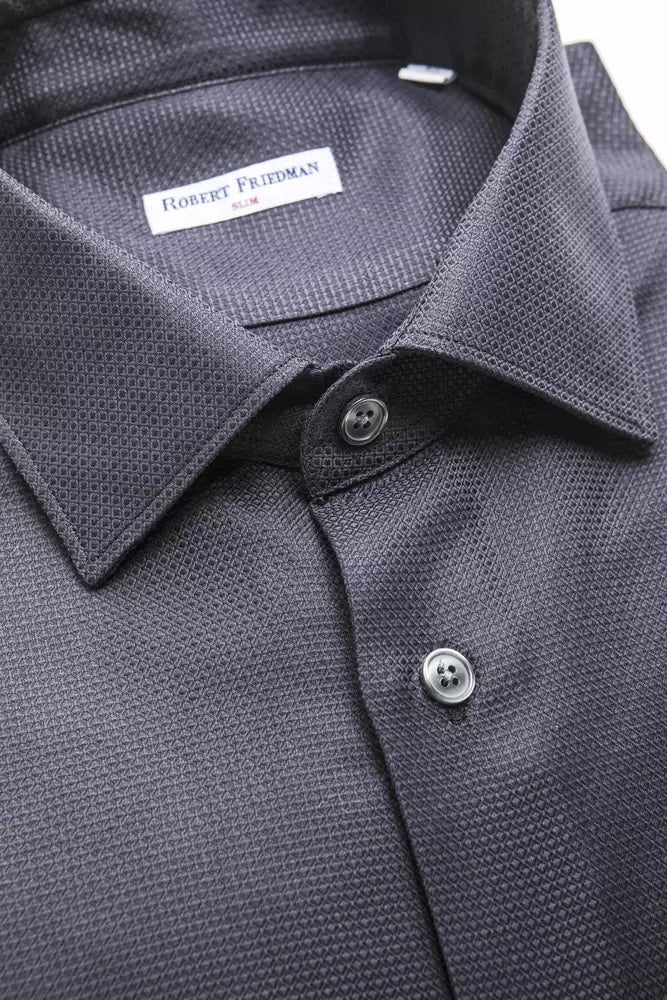 Chemise bleue élégante à col moyen slim pour homme Robert Friedman