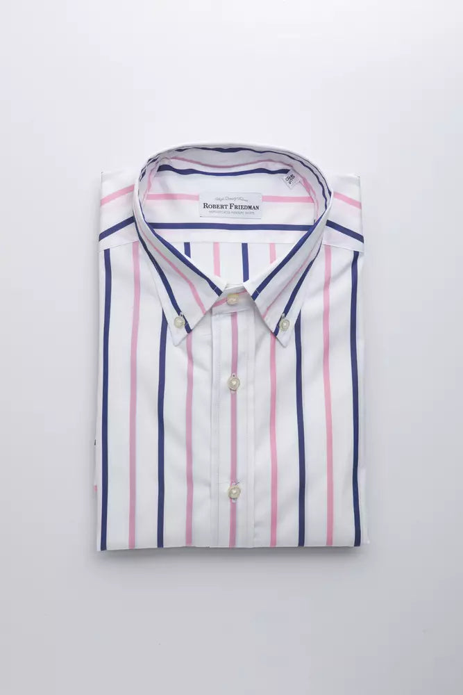 Camisa elegante de algodón blanca con botones de Robert Friedman