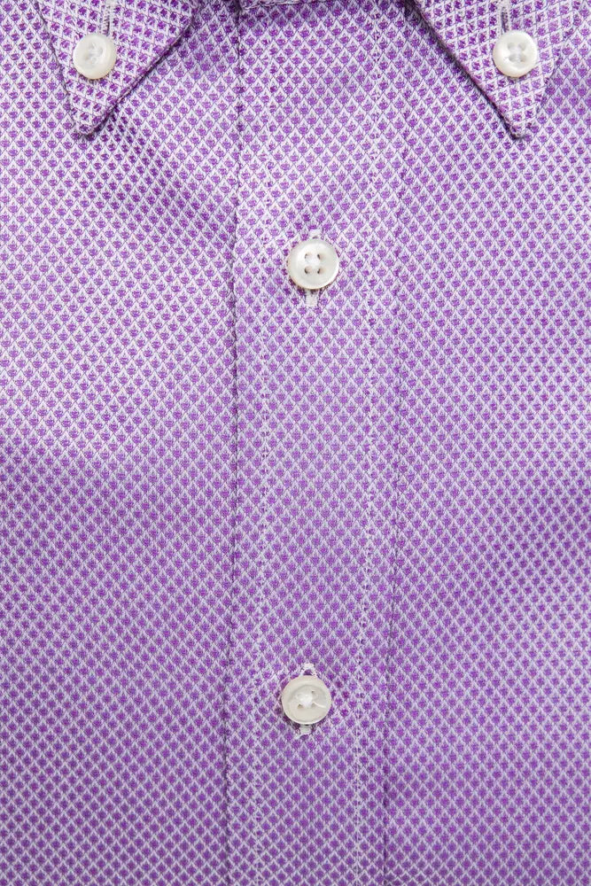 Chemise boutonnée en coton rose élégante de Robert Friedman