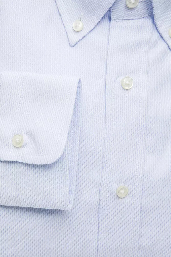 Camisa elegante de algodón azul claro con botones de Robert Friedman