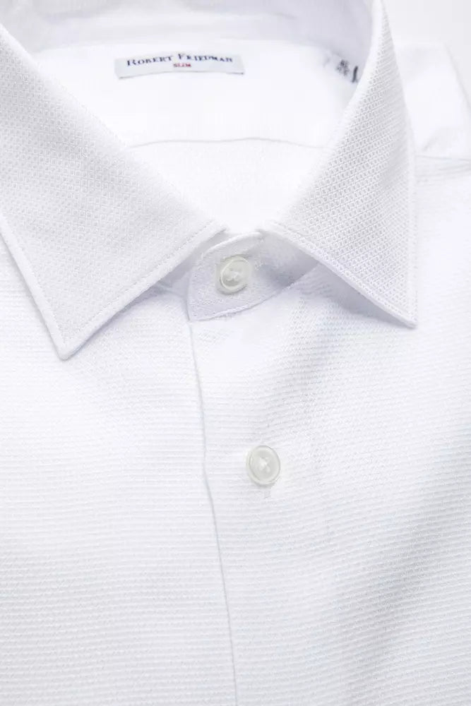 Camisa elegante de algodón de corte entallado en color blanco de Robert Friedman