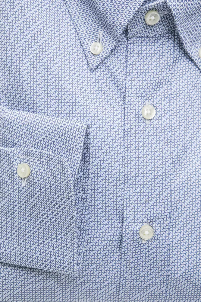 Camisa elegante de algodón azul claro de Robert Friedman