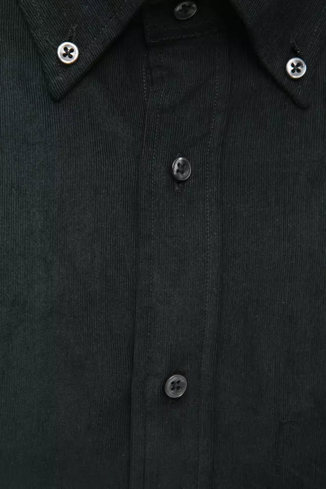 Chemise boutonnée noire élégante en coton de Robert Friedman