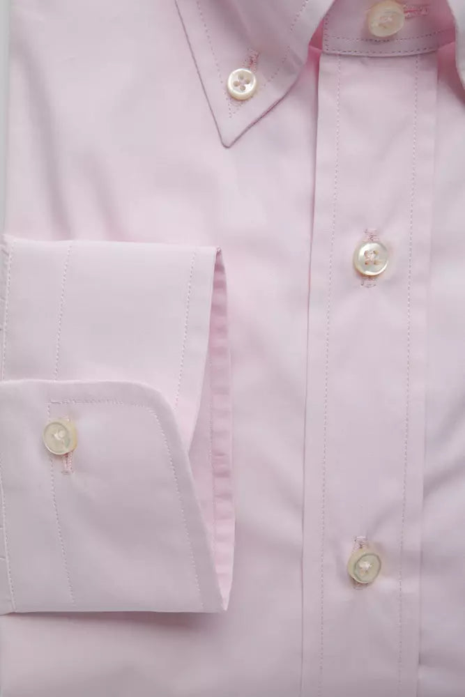 Chemise boutonnée en coton rose élégante de Robert Friedman