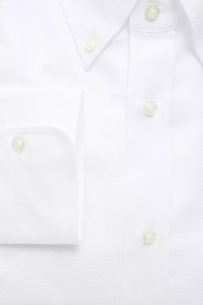 Chemise boutonnée en coton blanc élégante de Robert Friedman