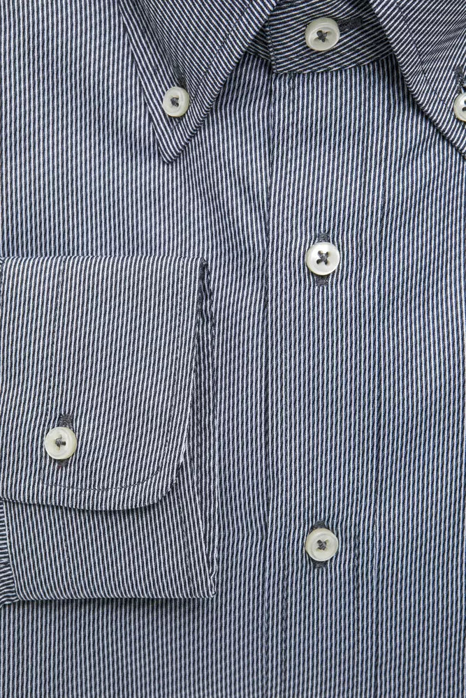 Camisa elegante de algodón azul con botones de Robert Friedman