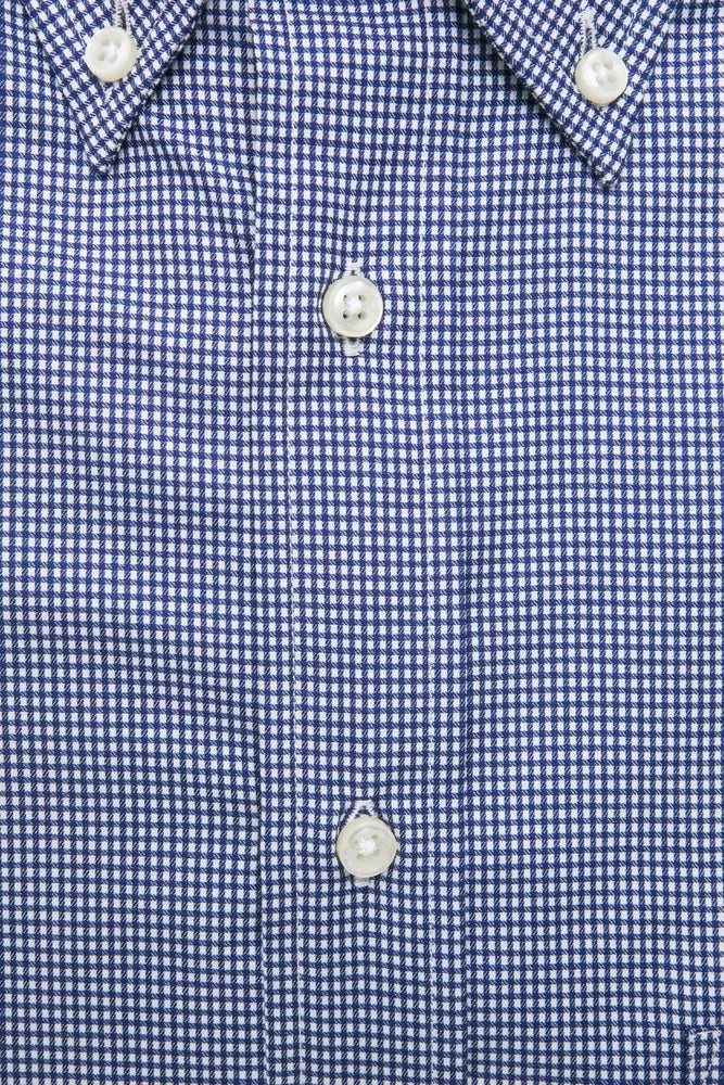 Camisa elegante de algodón azul con botones de Robert Friedman