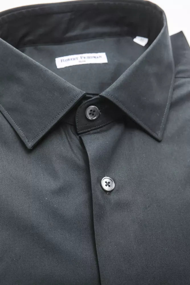 Chemise noire élégante à col moyen slim de Robert Friedman