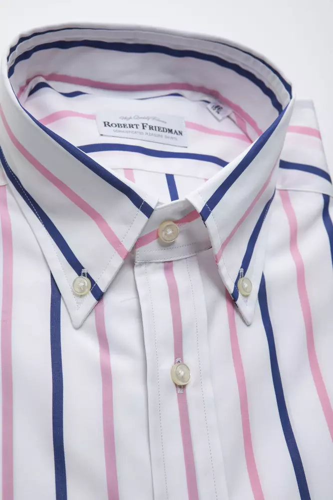 Camisa elegante de algodón blanca con botones de Robert Friedman