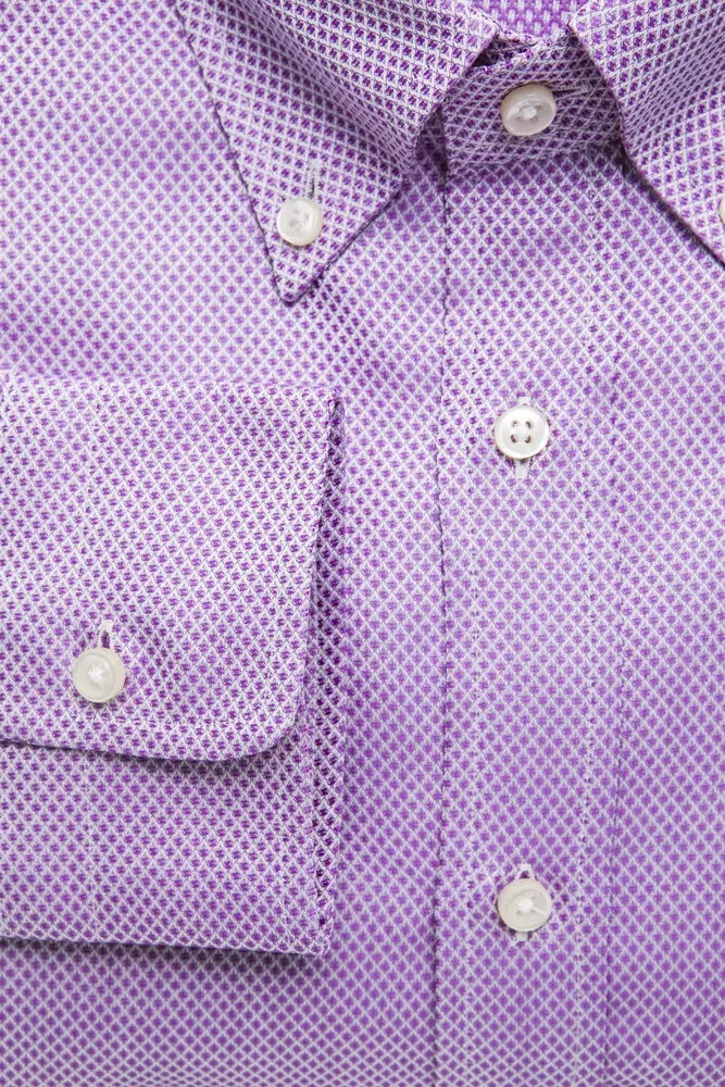 Chemise boutonnée en coton rose élégante de Robert Friedman