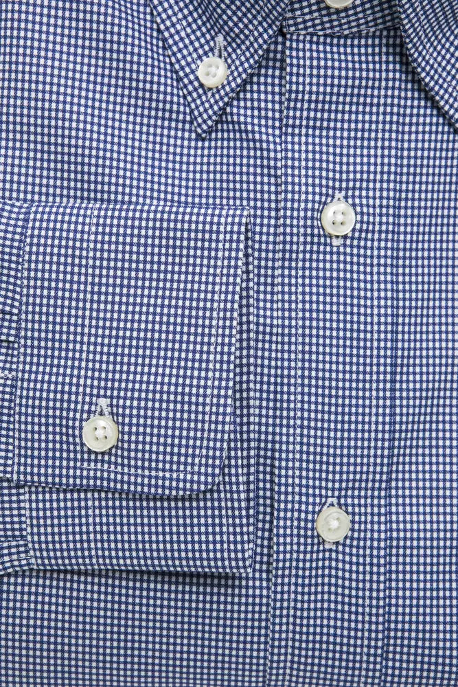 Chemise boutonnée en coton bleu élégant de Robert Friedman