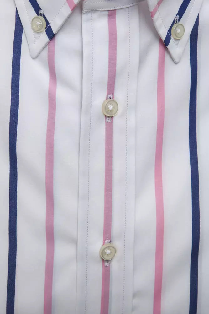 Chemise boutonnée en coton blanc élégante de Robert Friedman