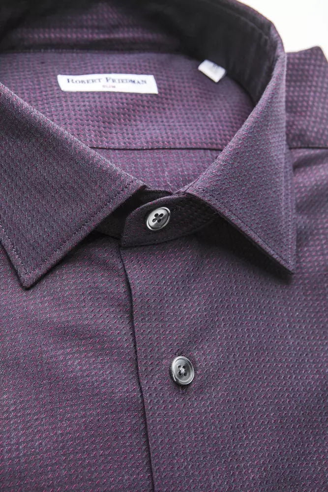 Camisa de cuello estrecho en color burdeos de Robert Friedman: elegancia media