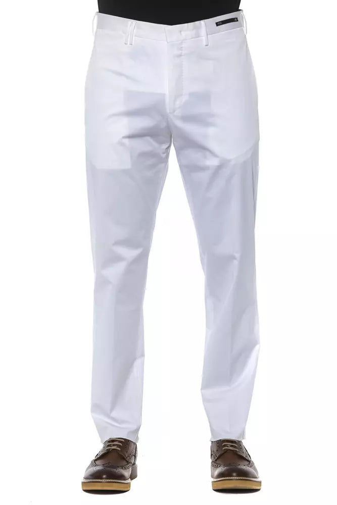 Pantalón PT Torino Chic de mezcla de algodón blanco para hombre