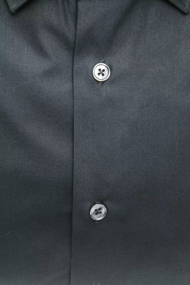 Camisa negra elegante de cuello estrecho medio de Robert Friedman