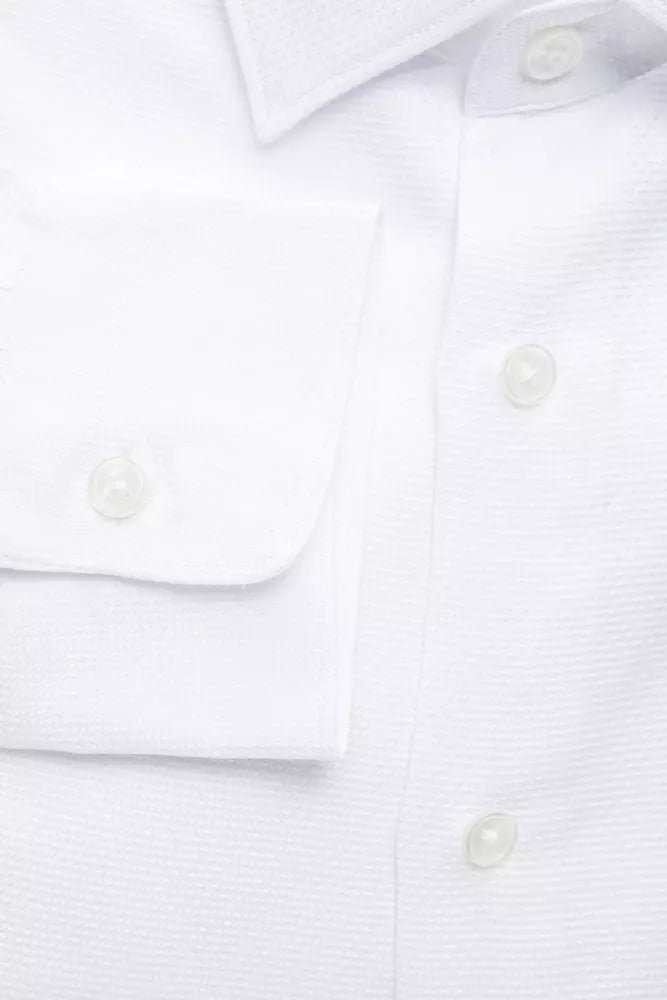 Camisa elegante de algodón de corte entallado en color blanco de Robert Friedman