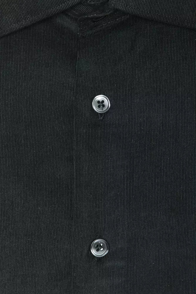 Robert Friedman Black Cotton Men Shirt