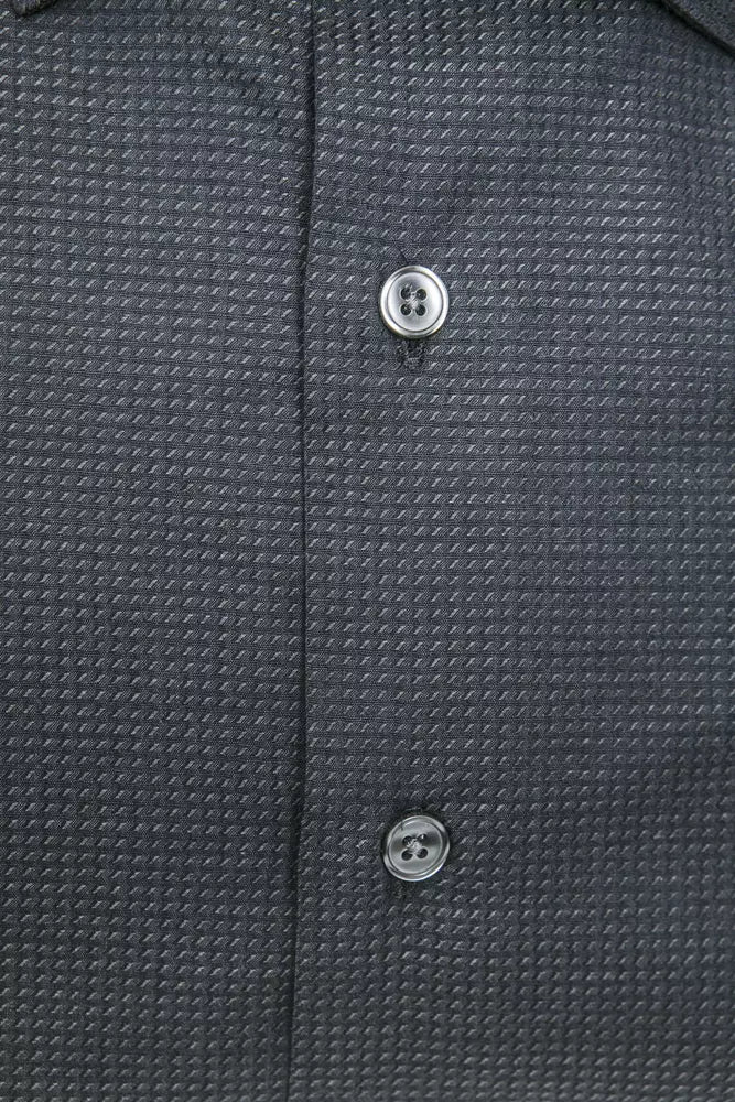 Camisa elegante de cuello estrecho en mezcla de algodón negra de Robert Friedman