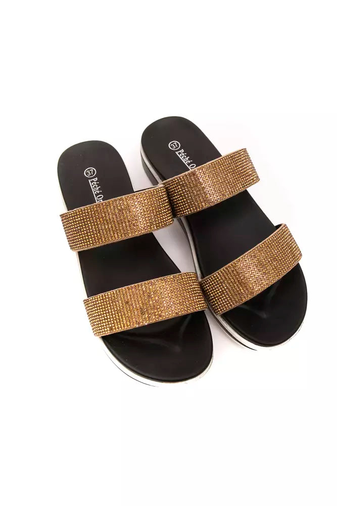 Péché Originel Sandalias beige con doble tira y strass