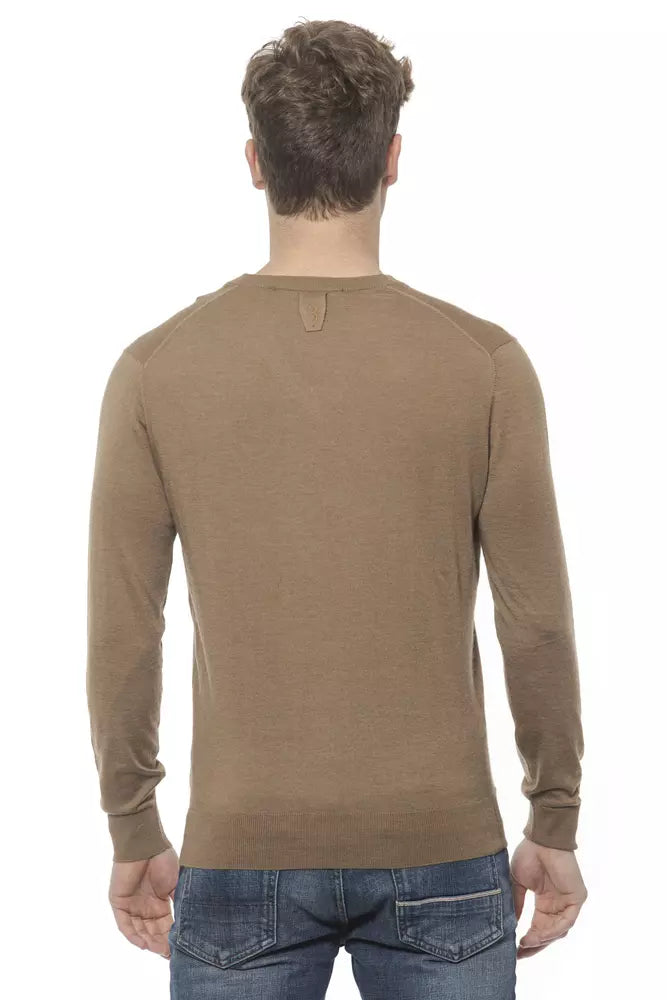 Pull en cachemire beige élégant à col en V pour homme de Billionaire Italian Couture