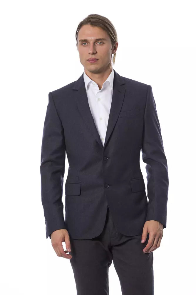 Blazer elegante de lana azul de botonadura sencilla de Verri