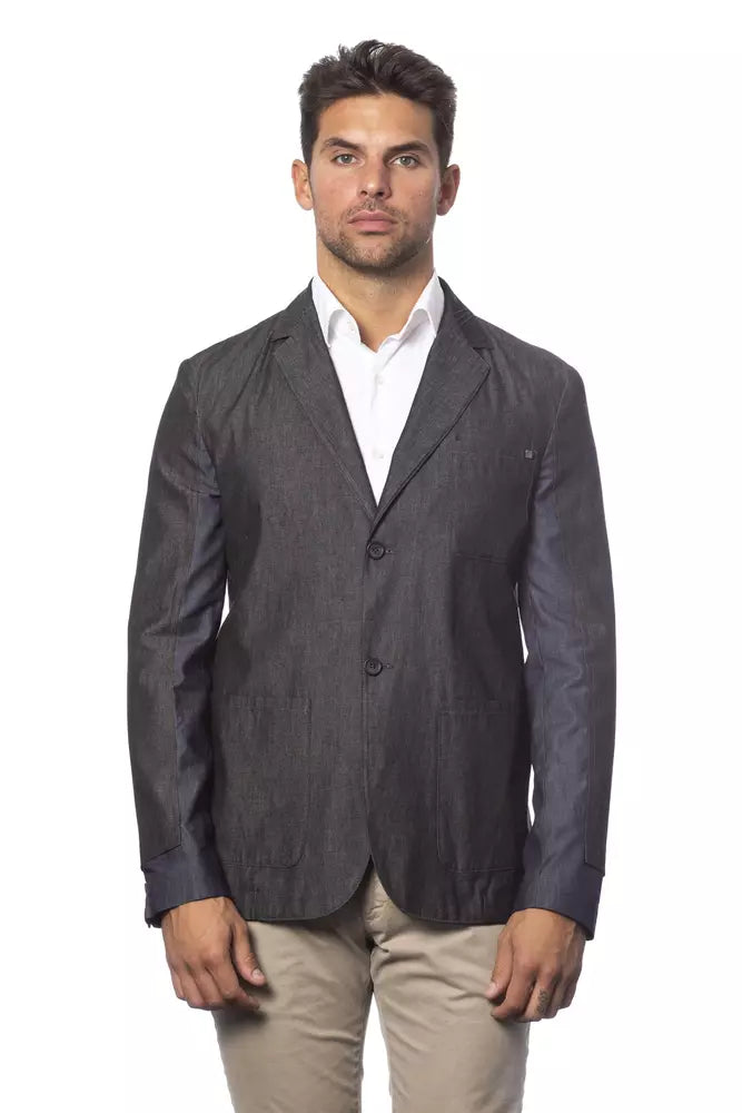 Elegante blazer gris de botonadura sencilla de Verri