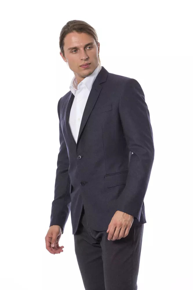 Blazer bleu élégant à boutonnage simple en laine Verri