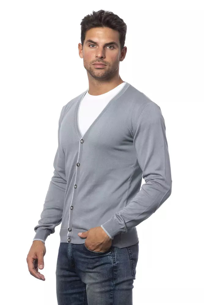 Cardigan élégant en coton gris Verri pour homme