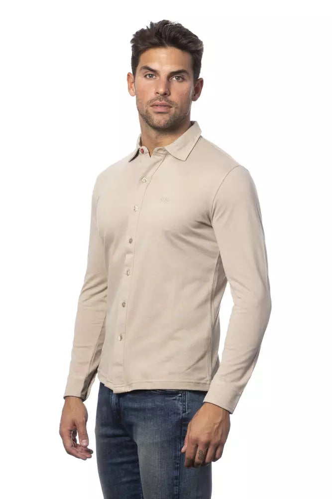 Chemise élégante en coton beige coupe régulière Verri