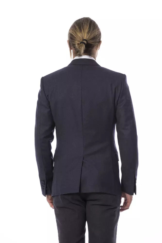 Blazer elegante de lana azul de botonadura sencilla de Verri