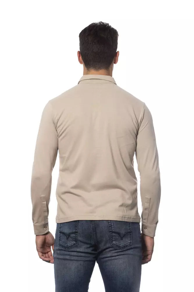 Chemise élégante en coton beige coupe régulière Verri