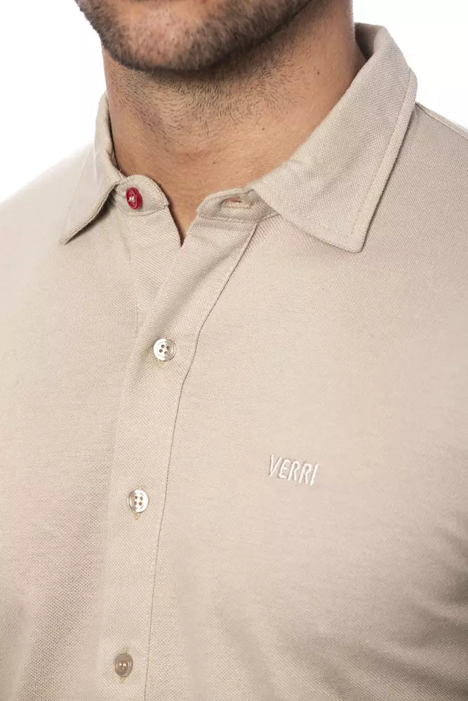 Chemise élégante en coton beige coupe régulière Verri