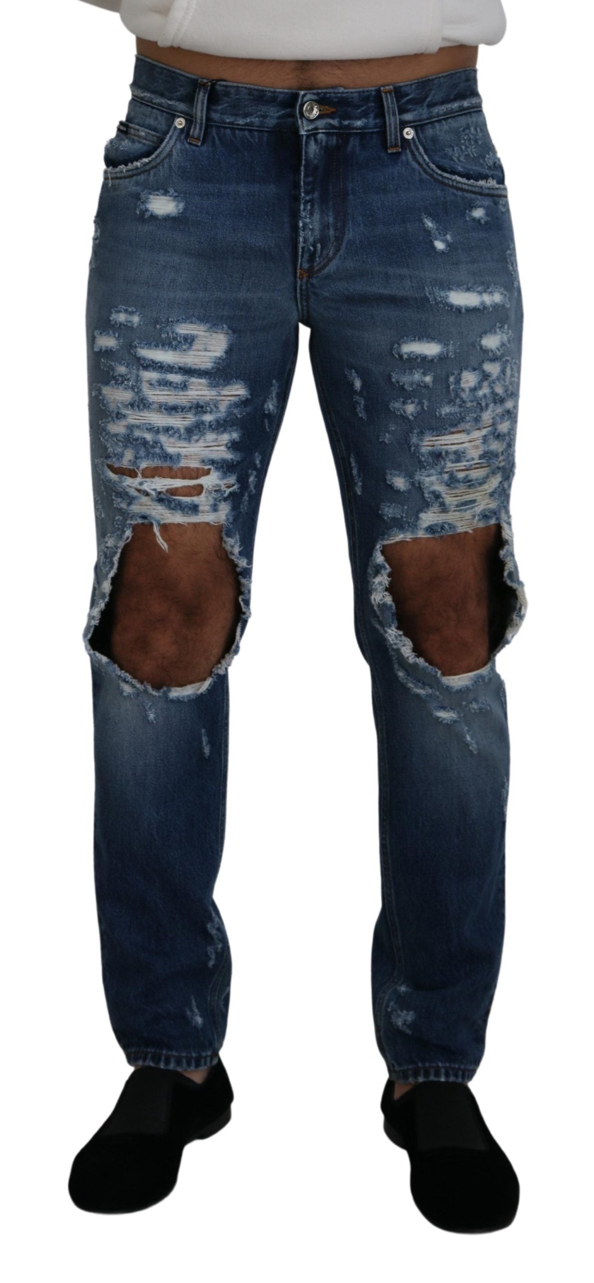 Pantalon en denim déchiré chic Dolce &amp; Gabbana pour l'homme moderne