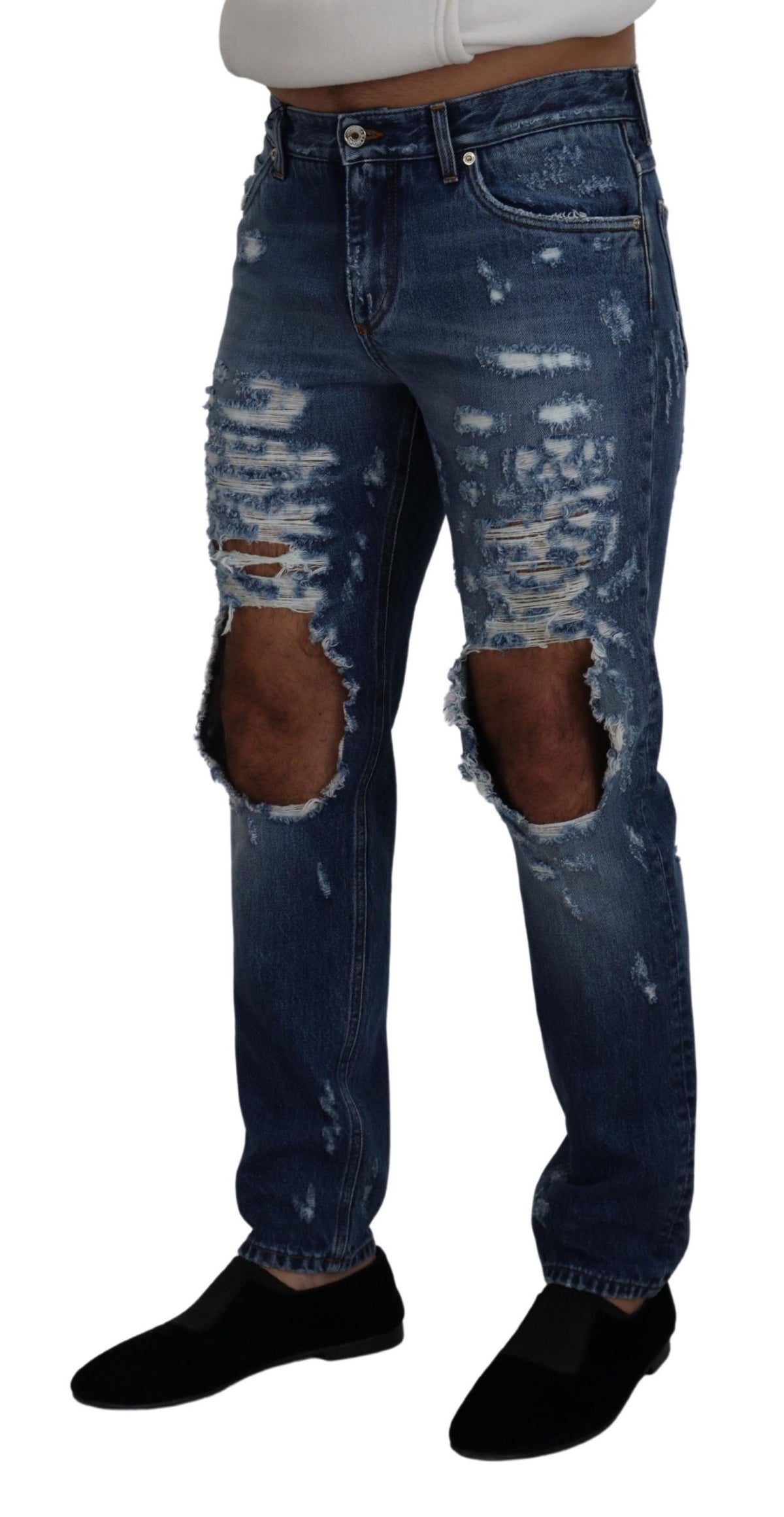 Pantalon en denim déchiré chic Dolce &amp; Gabbana pour l'homme moderne