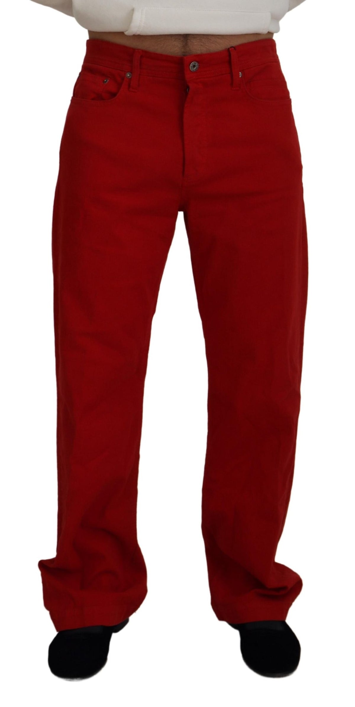 Pantalon en denim de coton rouge chic Dolce &amp; Gabbana