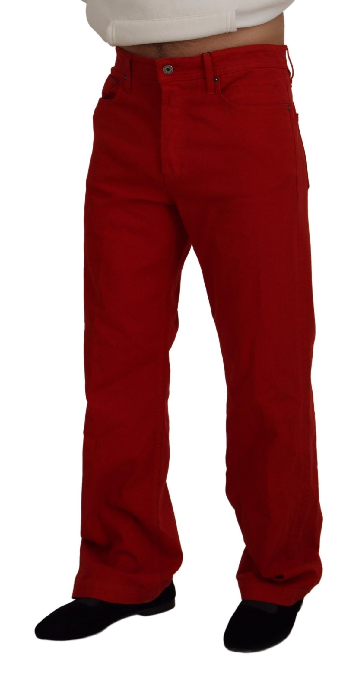 Pantalon en denim de coton rouge chic Dolce &amp; Gabbana