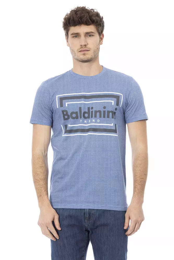 Camiseta informal azul claro con estampado frontal Baldinini Trend Elevated