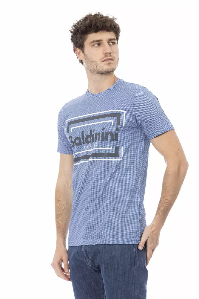 Camiseta informal azul claro con estampado frontal Baldinini Trend Elevated