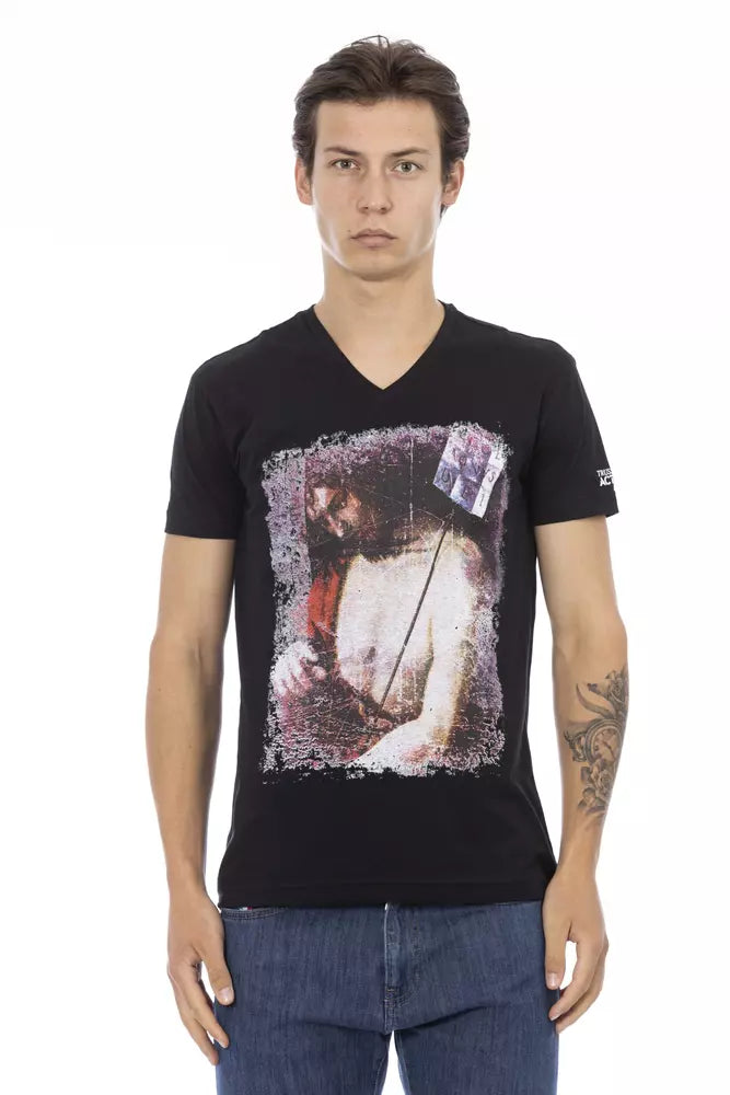 Camiseta Trussardi Action Sleek con escote en V y estampado atrevido en el frente