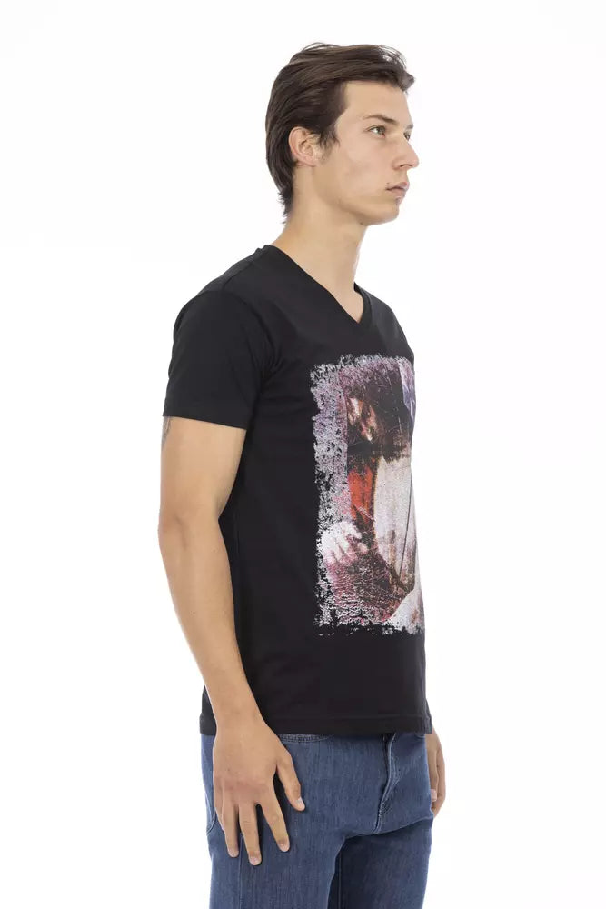 Camiseta Trussardi Action Sleek con escote en V y estampado atrevido en el frente