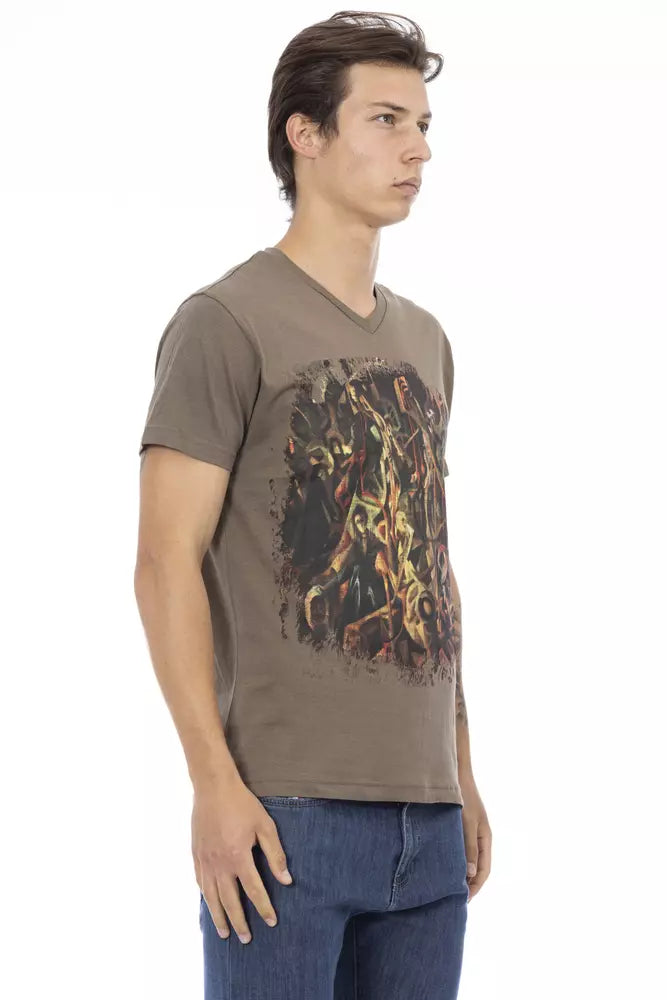 Camiseta de manga corta con escote en V Action Chic de Trussardi en tono marrón