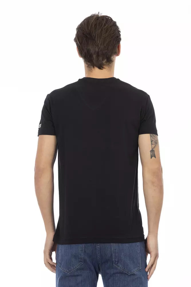 T-shirt Trussardi Action Sleek à col en V avec imprimé audacieux sur le devant