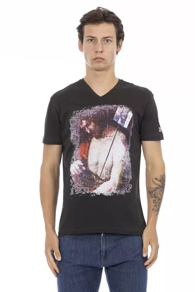 Camiseta Trussardi Action Sleek con escote en V y estampado frontal