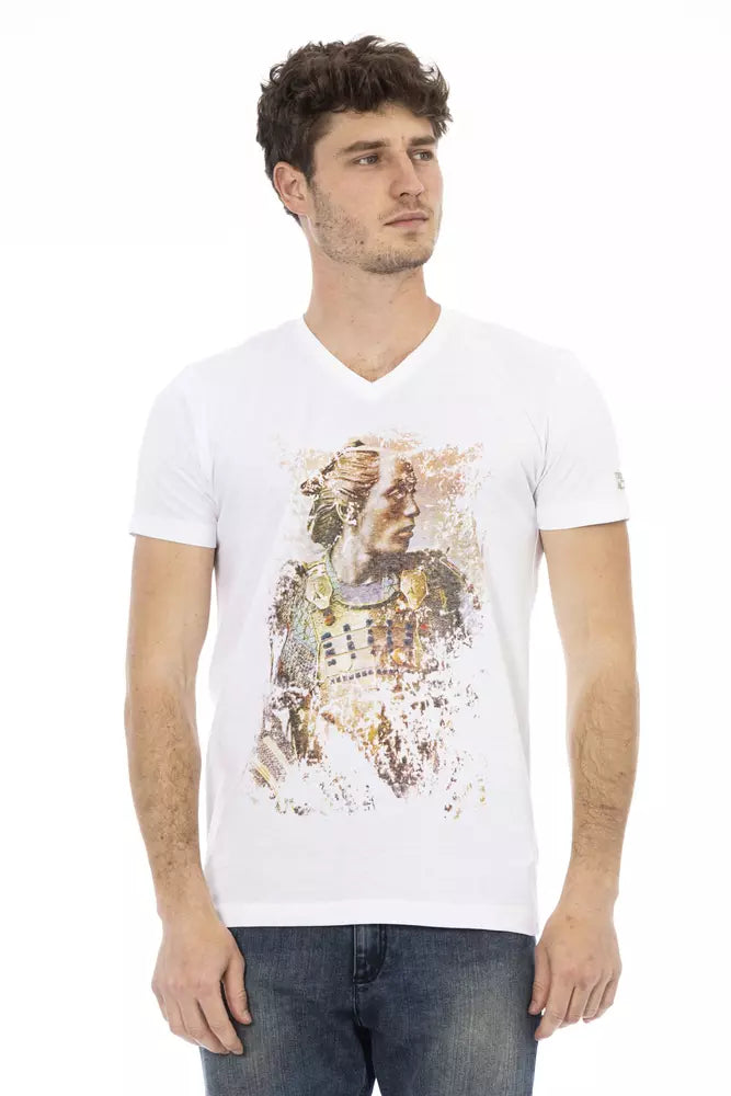 Camiseta elegante de manga corta con cuello en V Action de Trussardi