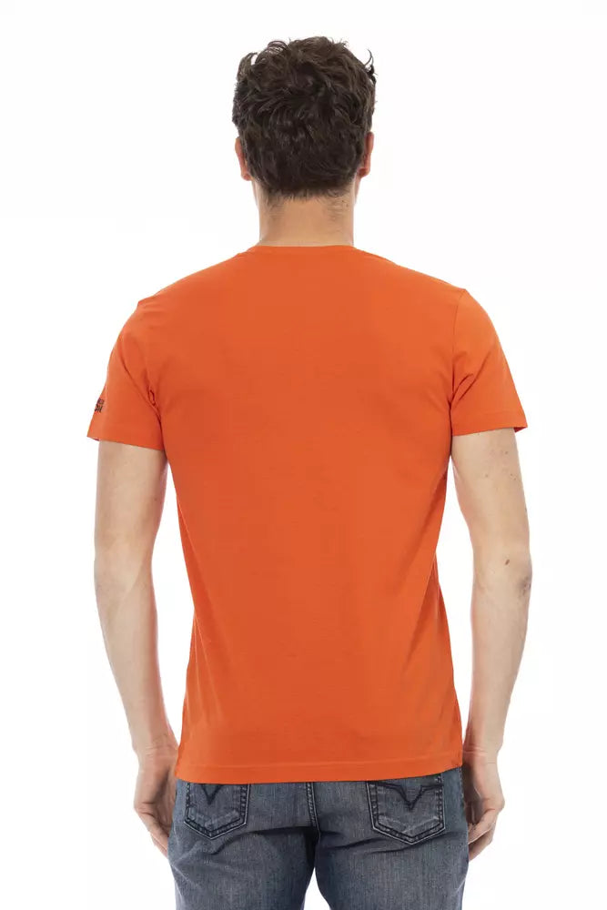 Camiseta Trussardi Action de color rojo vibrante con cuello en V y estampado frontal