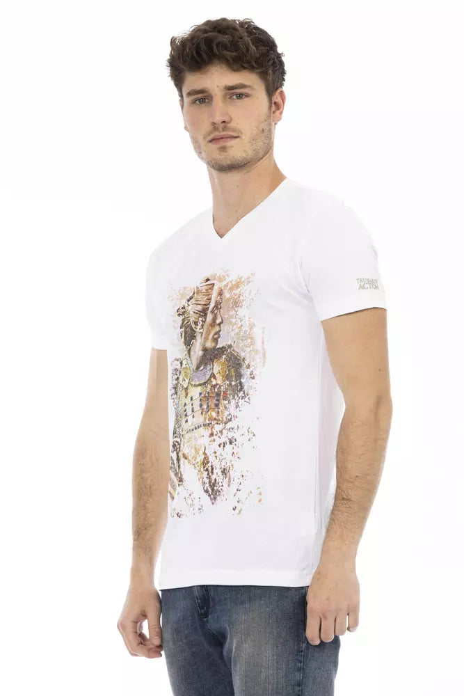 Camiseta elegante de manga corta con cuello en V Action de Trussardi